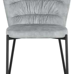 Sedia Jackie in tessuto grigio con gambe nere in metallo