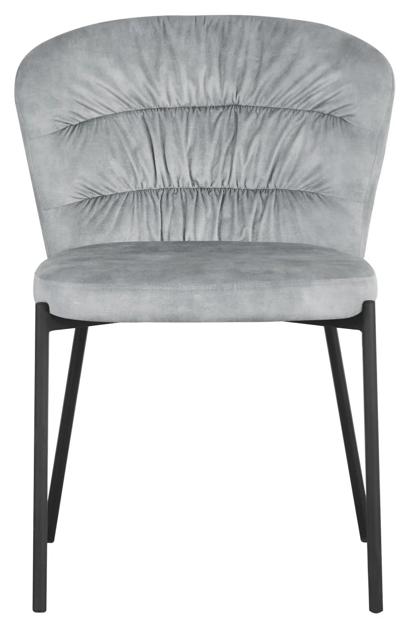 Sedia Jackie in tessuto grigio con gambe nere in metallo