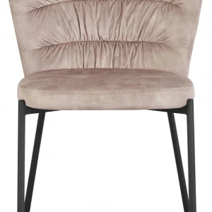 Sedia Jackie in tessuto beige con gambe nere in metallo