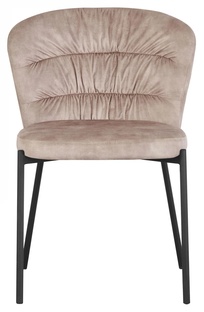 Sedia Jackie in tessuto beige con gambe nere in metallo