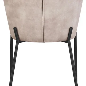 Sedia Jackie in tessuto beige con gambe nere in metallo