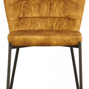 Sedia Jackie in tessuto ocra con gambe nere in metallo