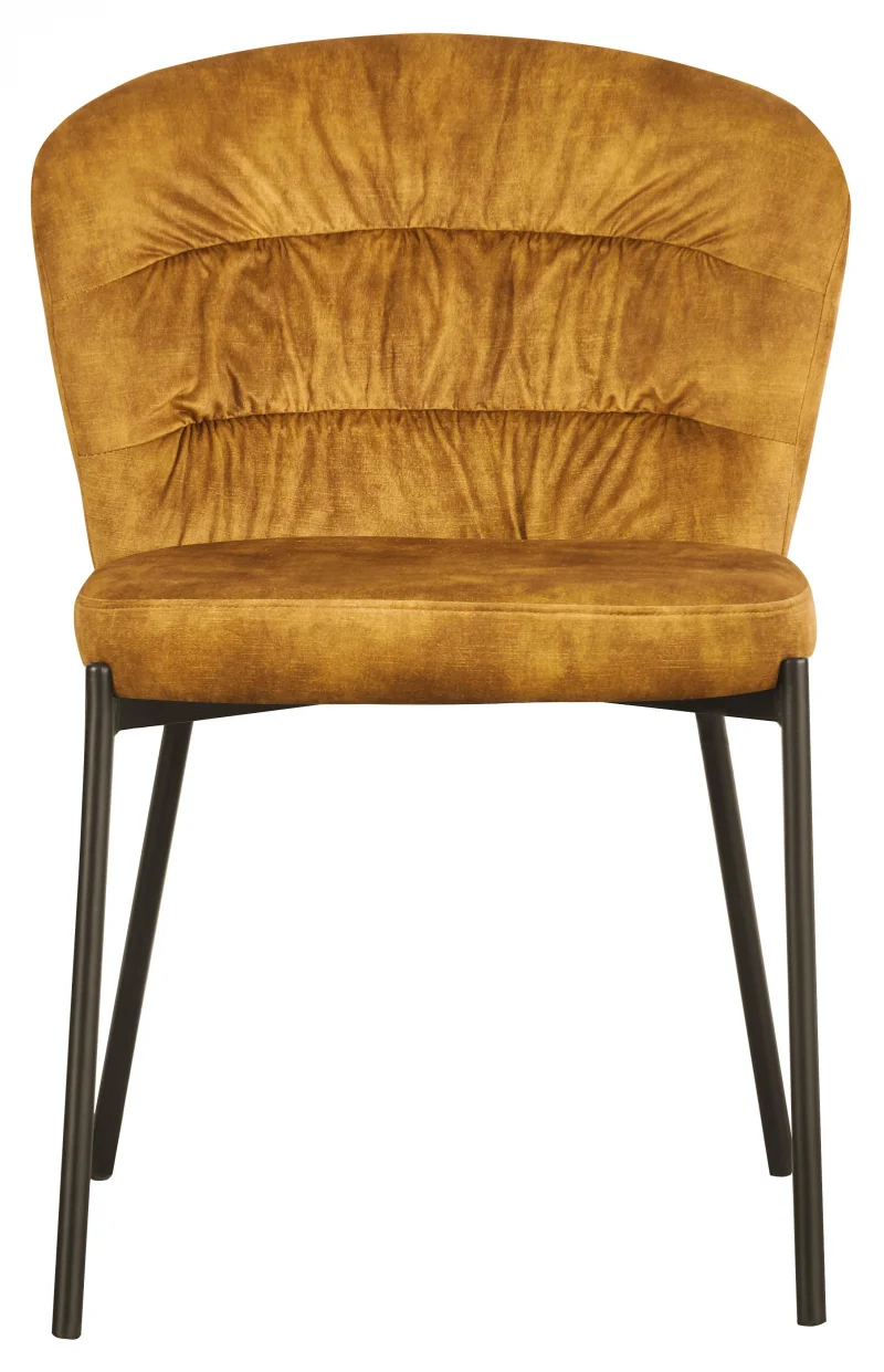 Sedia Jackie in tessuto ocra con gambe nere in metallo