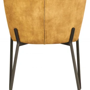 Sedia Jackie in tessuto ocra con gambe nere in metallo