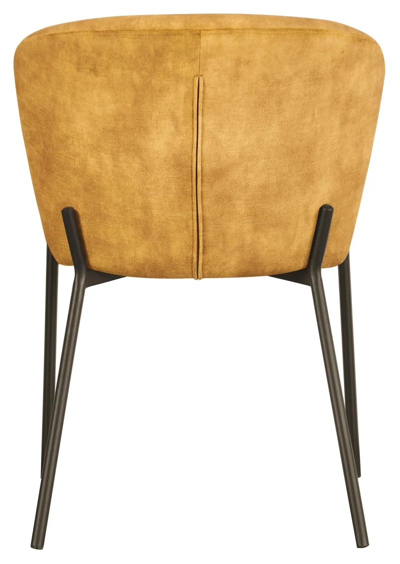 Sedia Jackie in tessuto ocra con gambe nere in metallo