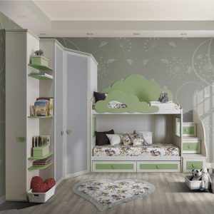 Cameretta OLD Classica 2 Postazioni Letto Betulla E Gardenia