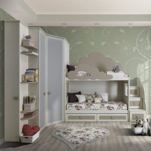 Cameretta OLD Classica 2 Postazioni Letto Betulla e Tortora