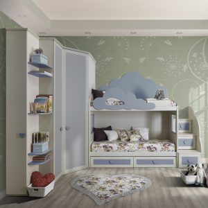 Cameretta OLD Classica 2 Postazioni Letto Betulla E Sky