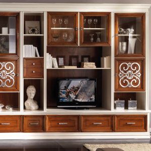 Parete soggiorno VERDI con ante intarisate