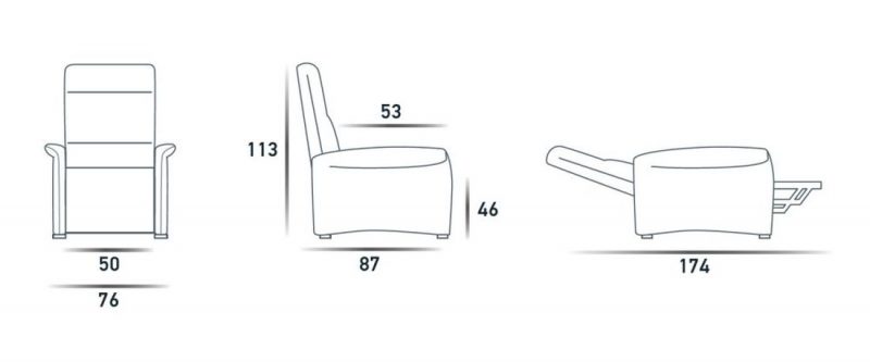 Cloe-Dimensioni Poltrona Relax CLOE