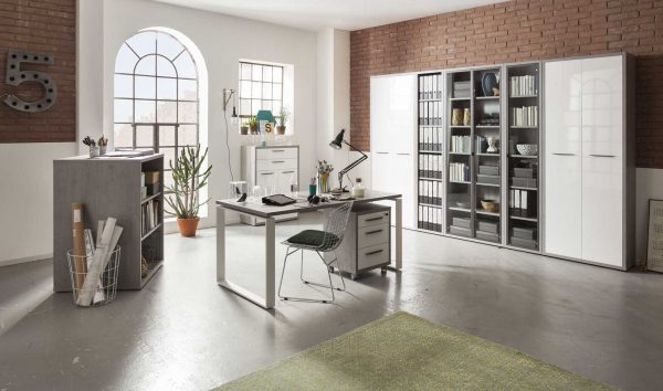 Ufficio Moderno GLAM Bianco / Cemento