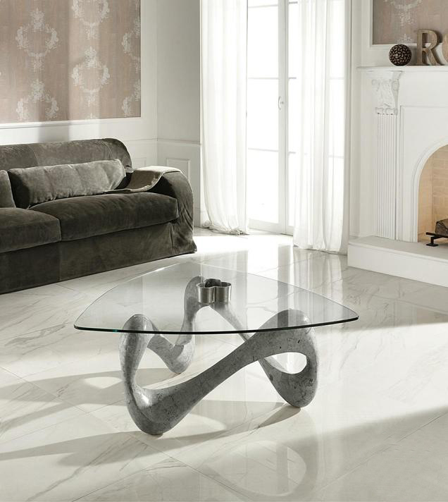 Tavolino TETRIS Pietra Fossile Grigia