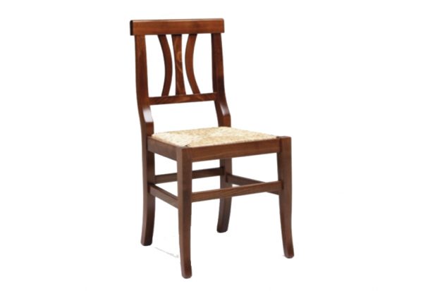 Sedia Vittoria in legno noce con seduta in paglia