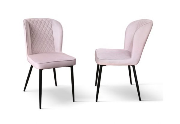 Sedia moderna trapuntata in velluto rosa