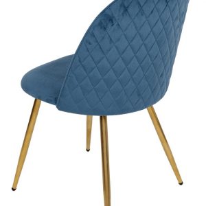 Sedia Claire in velluto blu e gambe oro