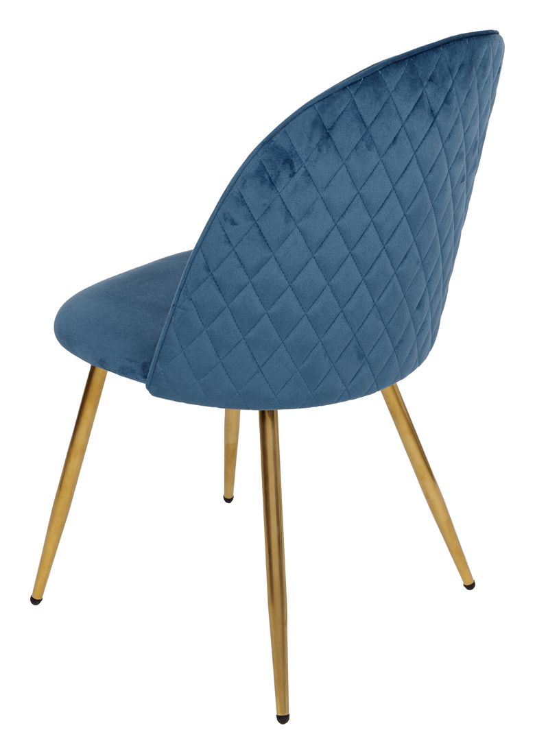Sedia Claire in velluto blu e gambe oro
