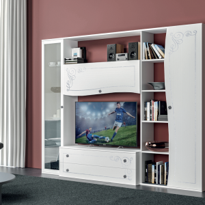 Parete soggiorno contemporanea bianca