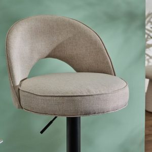 Sgabello Blake in tessuto beige  con base nera