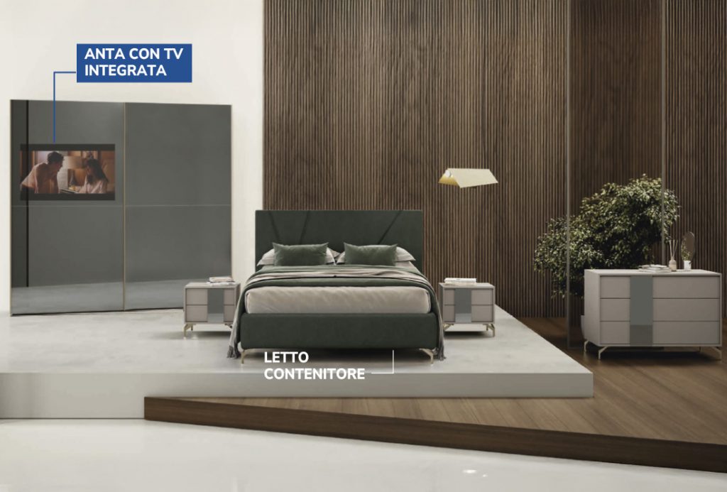 Camera matrimoniale WAWE moderna con armadio scorrevole