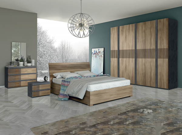 Camera da letto moderna Sharon con serigrafie