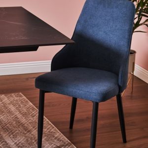 Sedia Chantal in tessuto blu avio