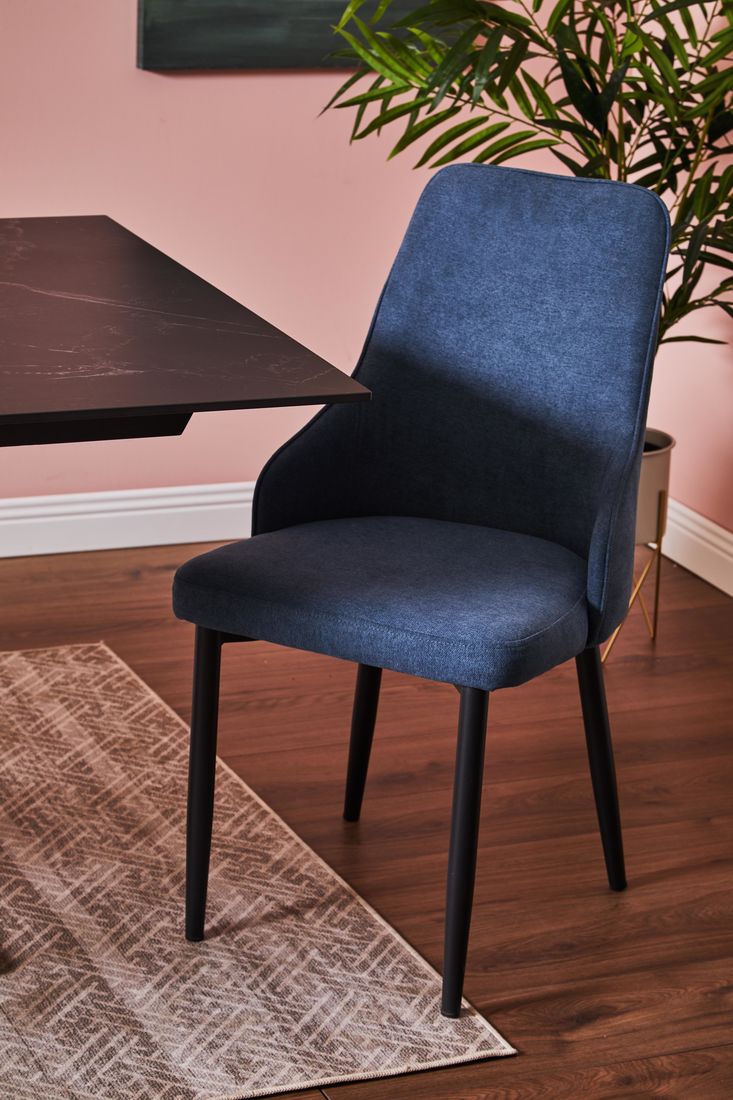 Sedia Chantal in tessuto blu avio