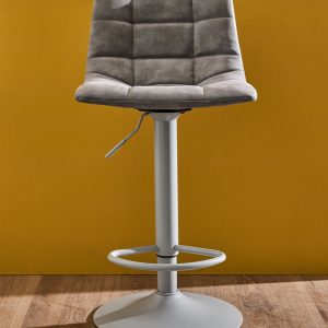 clayton_grigio Sgabello Clayton in ecopelle grigio, base grigia