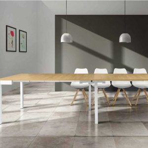 Tavolo Consolle allungabile 300cm Rovere e Bianco Frassino