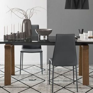 Tavolo LEVANTE alungabile in legno, metallo e vetro