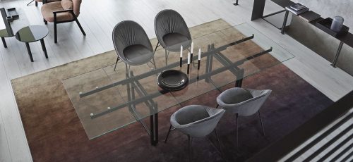 Tavolo BERLIN allungabile in vetro e metallo