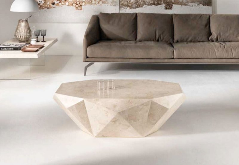 Tavolino DIAMOND medium in pietra bianca