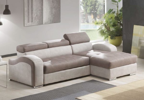 Divano Letto  Ambra  con ampi braccioli, letto estraibile a carrello