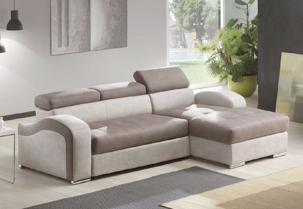 Divano Letto  Ambra  con ampi braccioli, letto estraibile a carrello