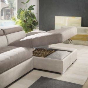 Divano Letto  Ambra  con ampi braccioli, letto estraibile a carrello