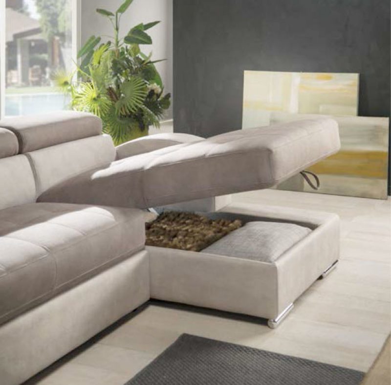 Divano Letto  Ambra  con ampi braccioli, letto estraibile a carrello