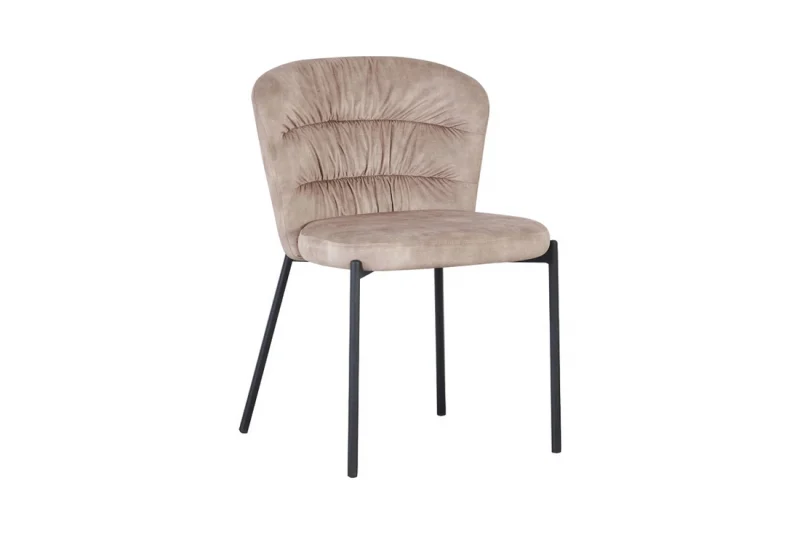 Sedia Jackie in tessuto beige con gambe nere in metallo