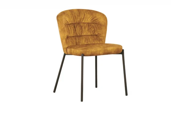 Sedia Jackie in tessuto ocra con gambe nere in metallo