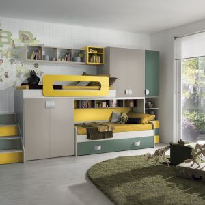 Cameretta soppalco moderna con 3 letti 100/01