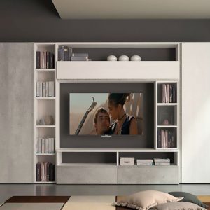 Parete Soggiorno moderna  Bianco Cemento