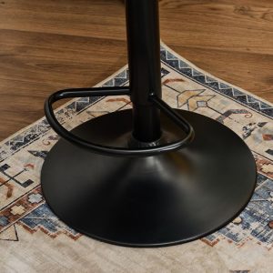 Sgabello Percy in tessuto grigio con gambe nere