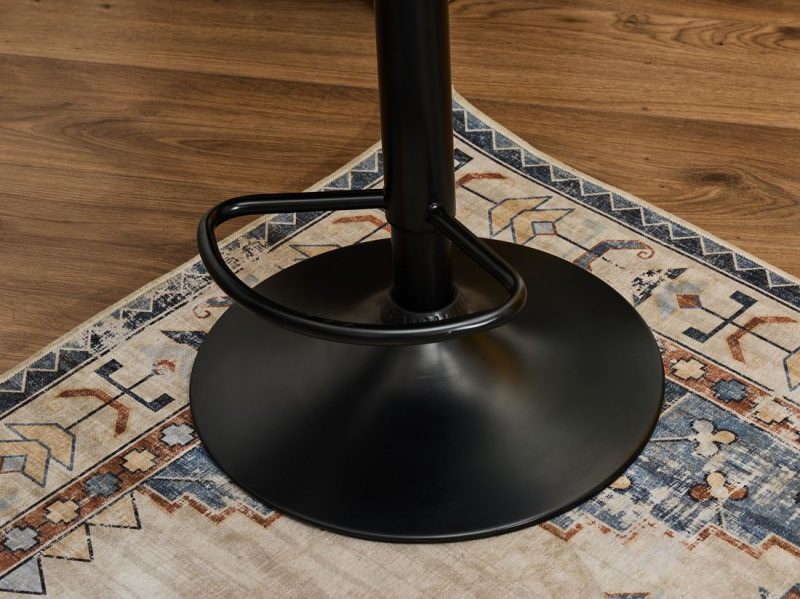 Sgabello Percy in tessuto grigio con gambe nere