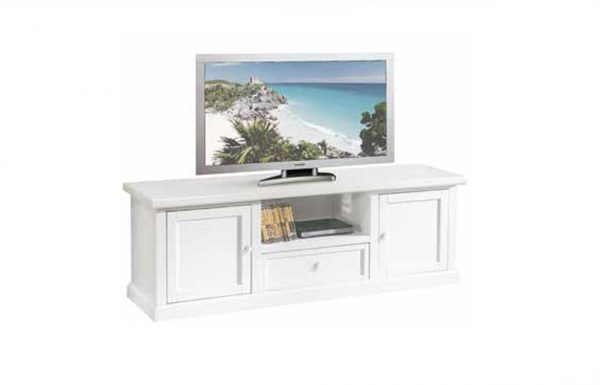 Porta TV - 2 ante e 1 cassetto laccato bianco opaco