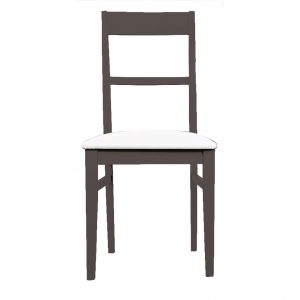 Sedia Francesca in Legno Laccato Antracite con Seduta Imbottita Bianca