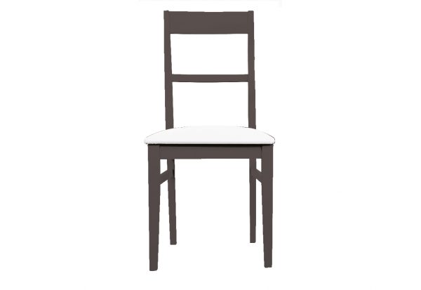 Sedia Francesca in Legno Laccato Antracite con Seduta Imbottita Bianca