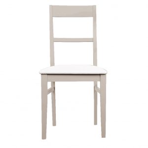 Sedia Francesca in Legno Laccato Tortora con Seduta Imbottita Bianca