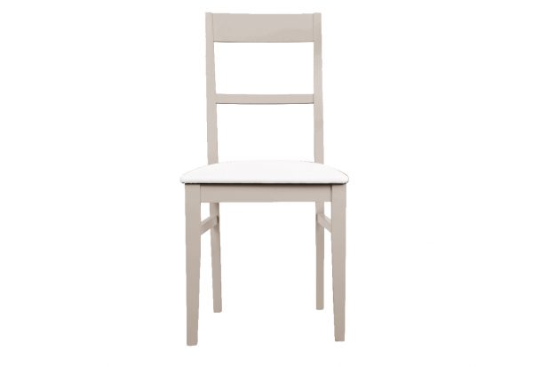 Sedia Francesca in Legno Laccato Tortora con Seduta Imbottita Bianca