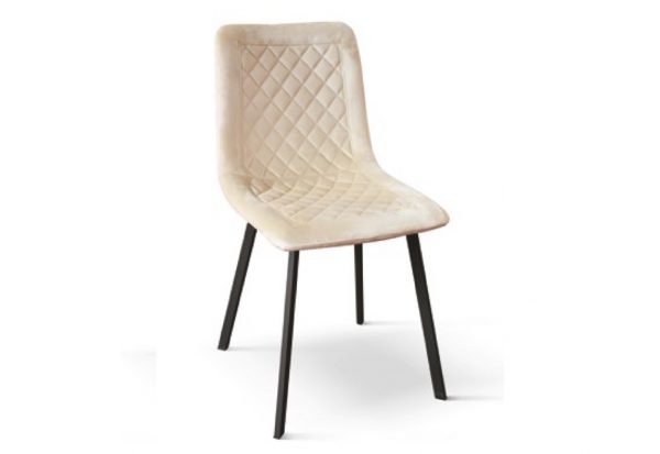 Sedia trapuntata ergonomica in velluto beige