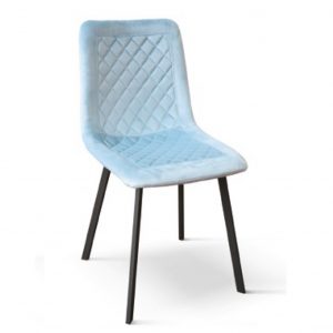 Sedia trapuntata ergonomica in velluto azzurro