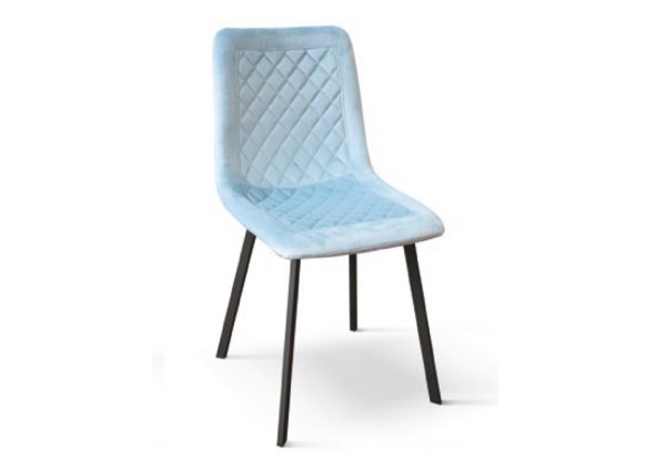 Sedia trapuntata ergonomica in velluto azzurro