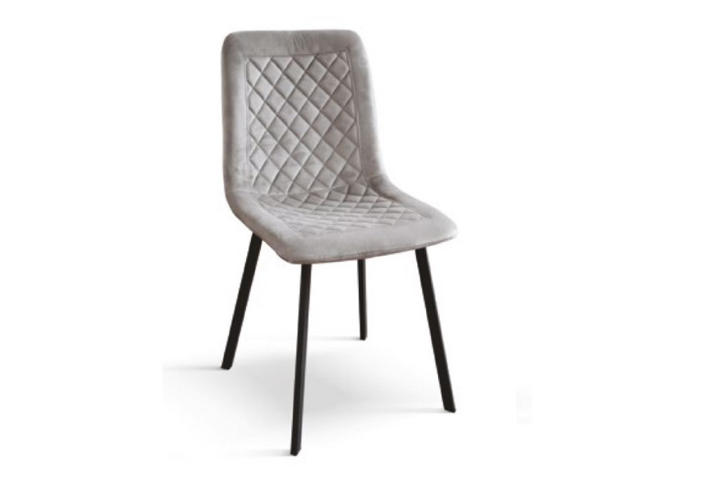 Sedia trapuntata ergonomica in velluto grigio